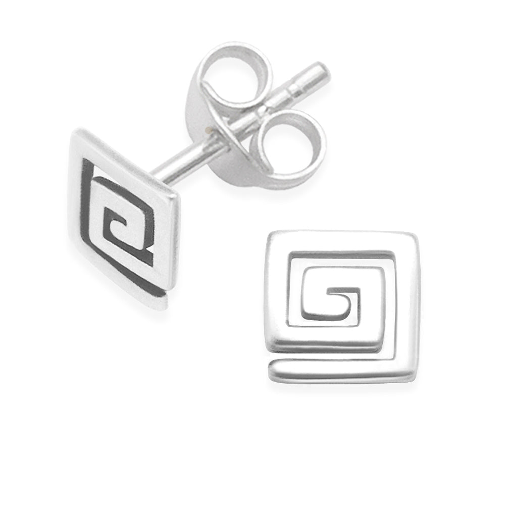 Sterling Silver Greek Key Earrings 6mm – heatherneedhamsilver