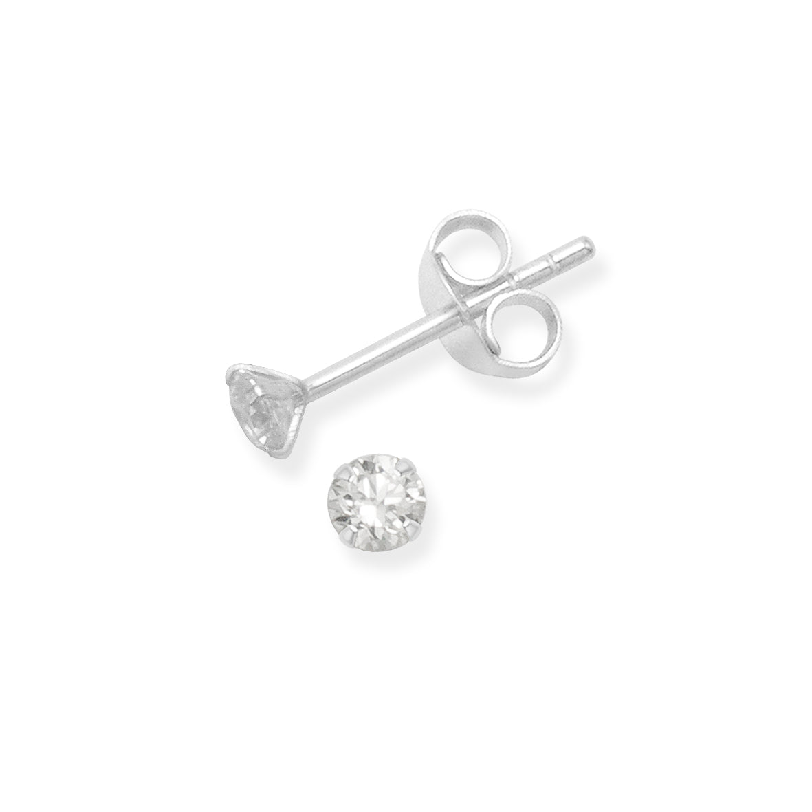 Piccoli orecchini a bottone in argento sterling con zircone cubico