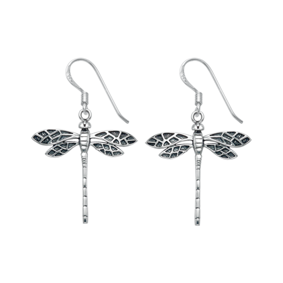 Unique Sterling hot Silver DRAGONFLY Earrings Marked 925