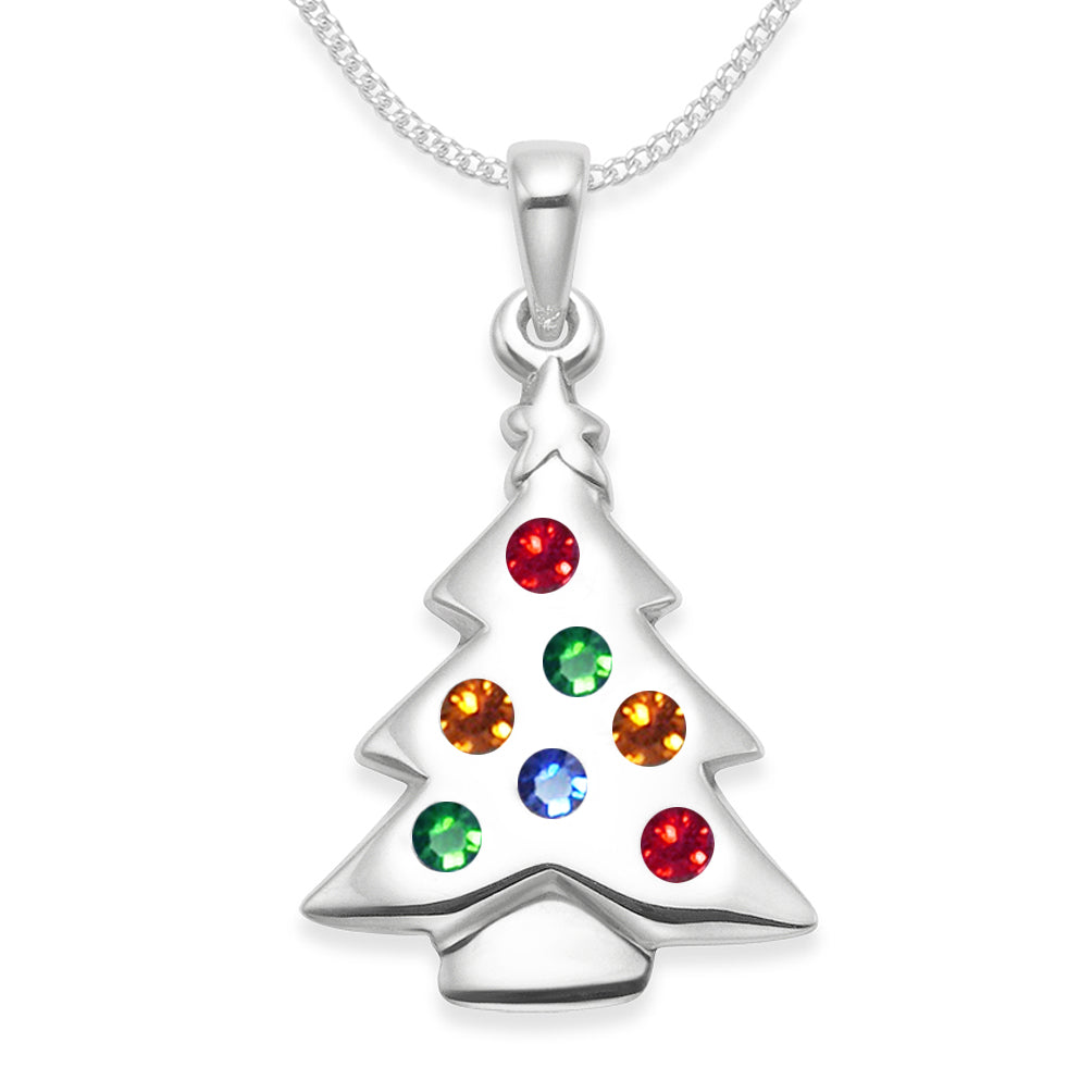 Sterling Silver Christmas Tree Necklace on 18" Silver chain