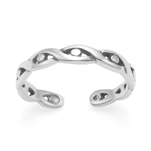 Sterling Silver Toe Ring with Twist Design - Adjustable size
