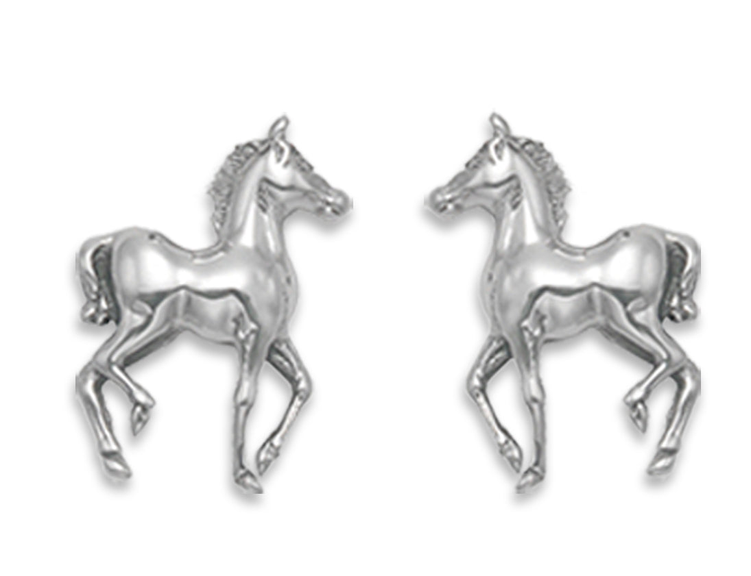 Sterling Silver Horse Stud Earrings - 12mm