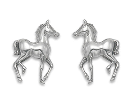 Sterling Silver Horse Stud Earrings - 12mm