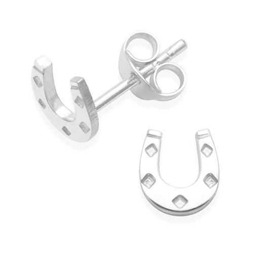 Sterling Silver Horseshoe Stud Earrings - 6mm x 6.5mm