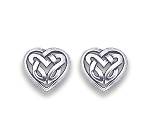 925 Sterling Silver Celtic Heart Stud  Earrings