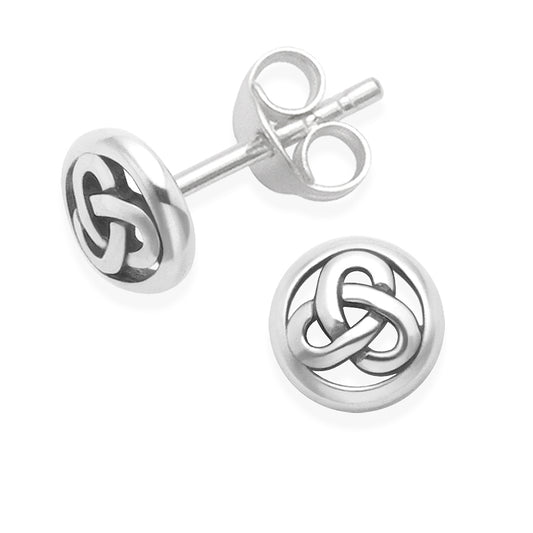 Sterling Silver Round Celtic Stud Earrings - 6mm