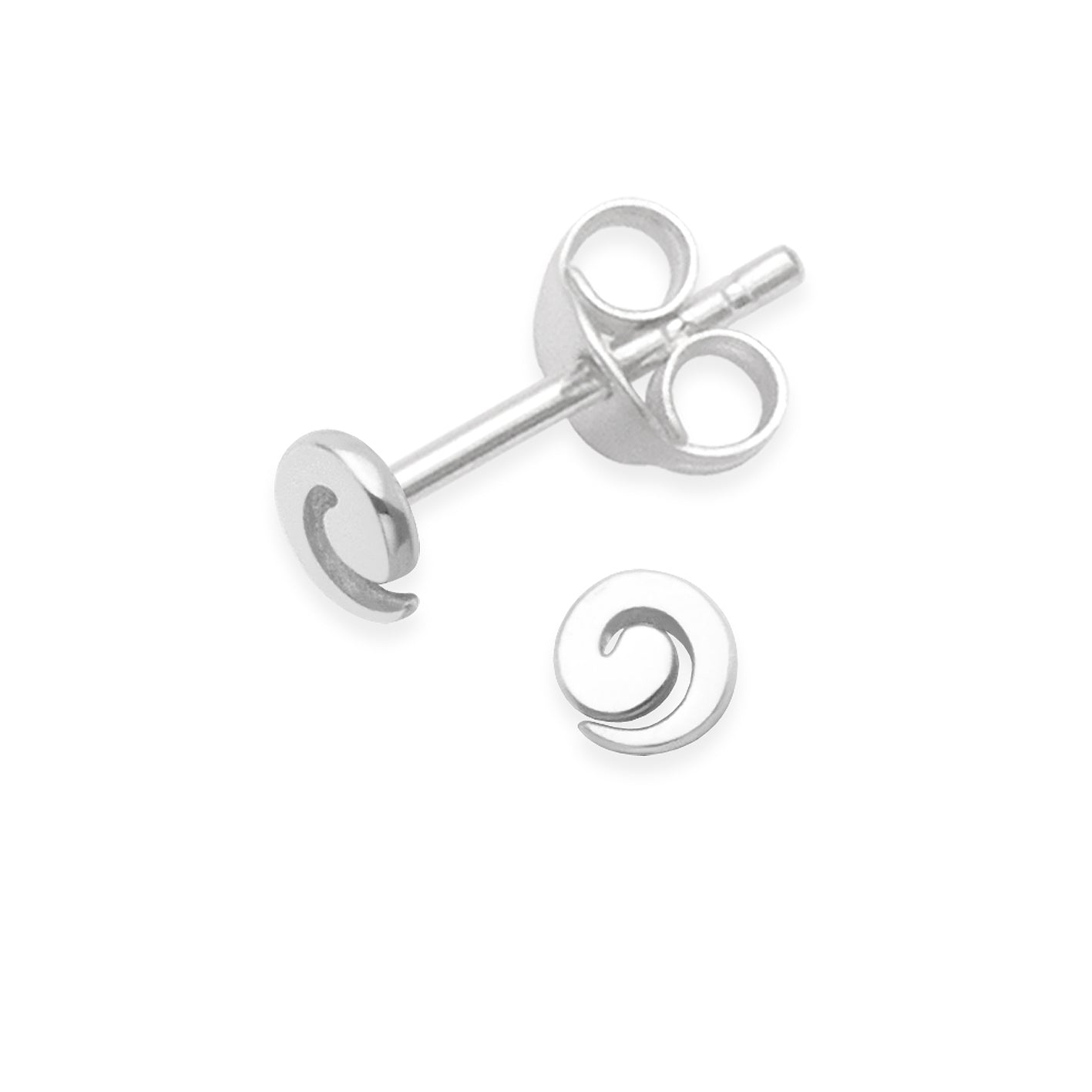 Sterling Silver 4mm Mini Solid Swirl Stud Earrings