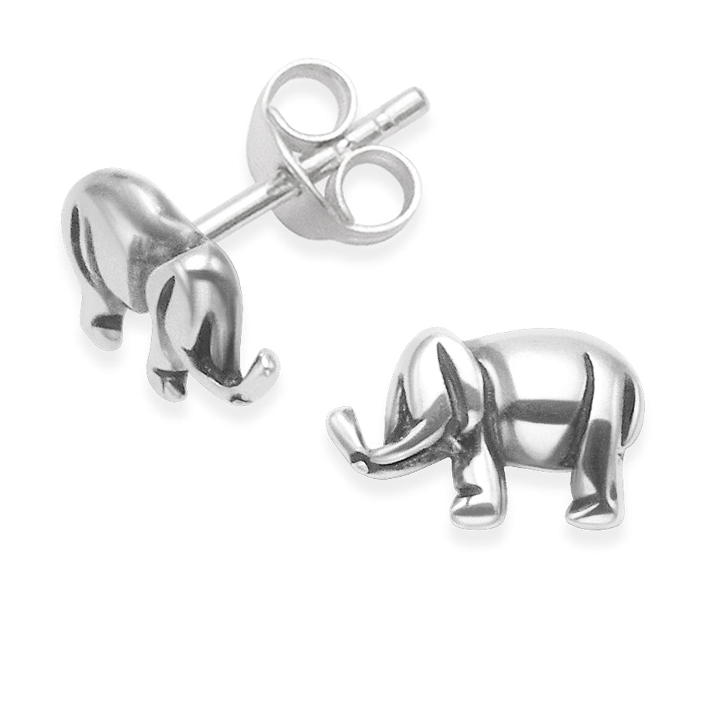 Sterling Silver Elephant Stud Earrings - 6mm