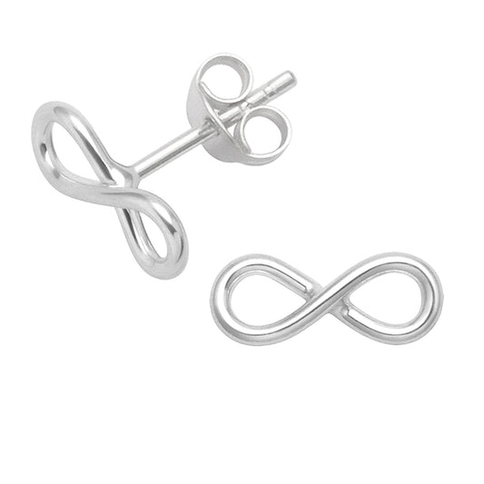 Sterling Silver Infinity Stud Earrings - 8mm x 3.5mm