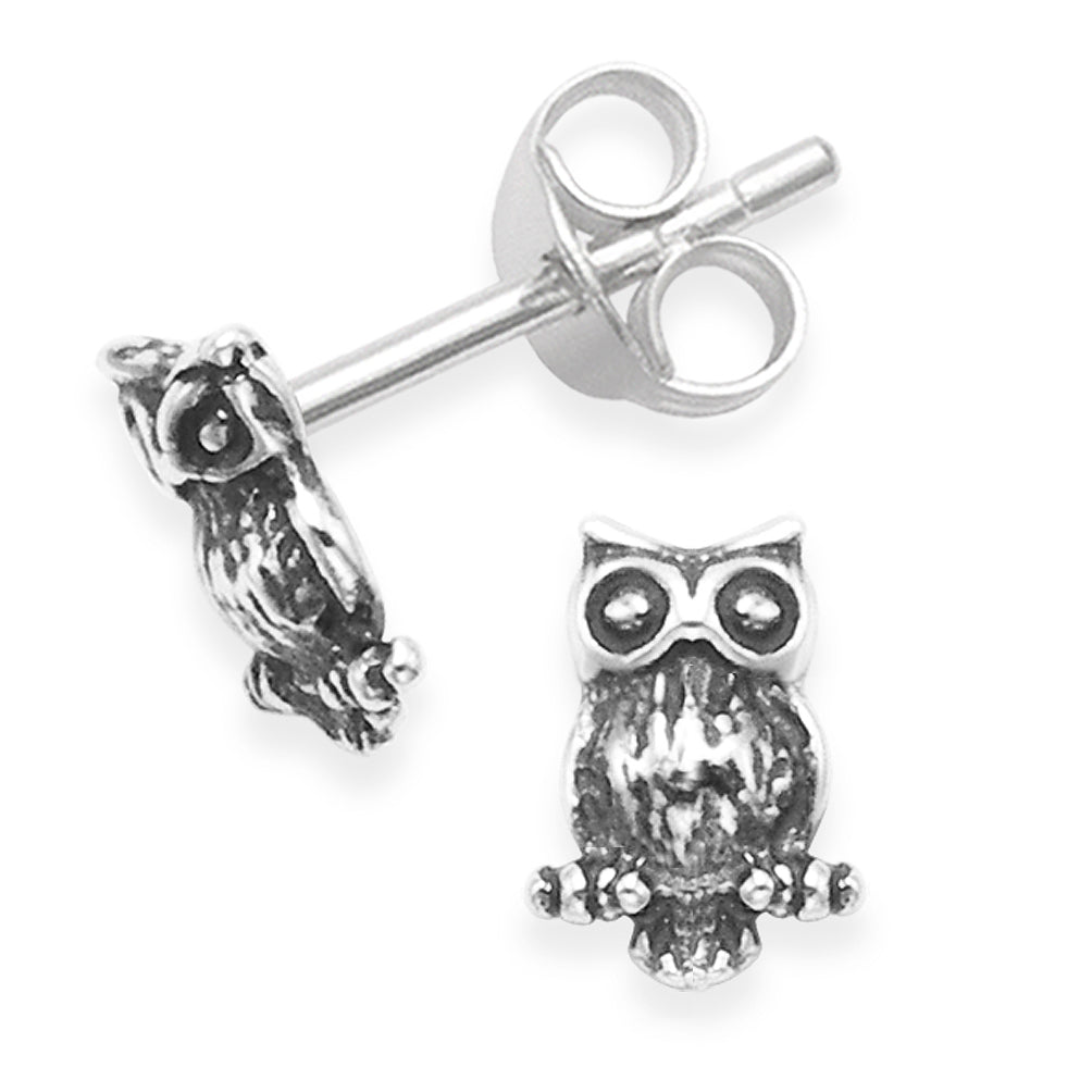 Sterling Silver Owl Earrings