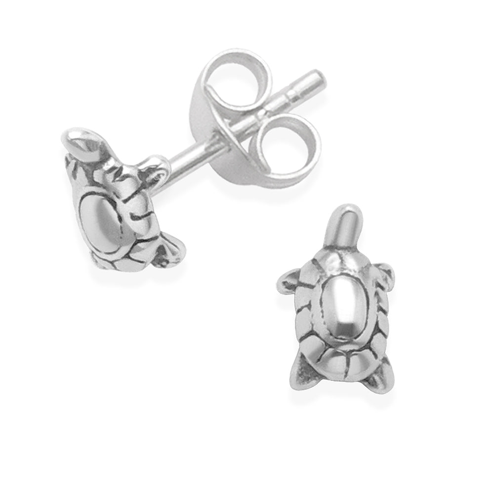 Sterling Silver Turtle Earrings - Tortoise Earrings