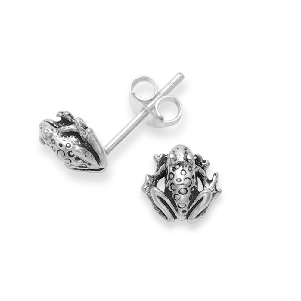 Sterling Silver Frog Earrings - Frog Studs