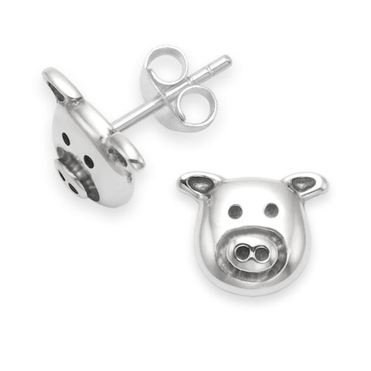 Sterling Silver Pig face Stud Earrings