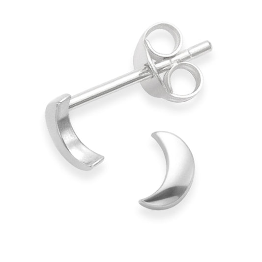 Sterling Silver Tiny Moon stud earrings - 5mm x 2mm