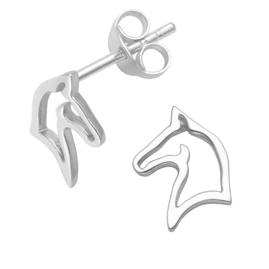 Sterling Silver Horse Earrings - Silhouette Horse stud Earrings