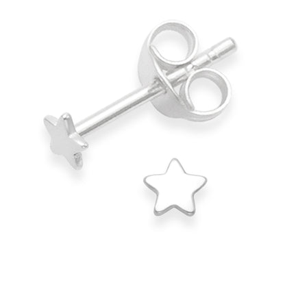 Sterling Silver Star Stud Earrings - 3.5mm