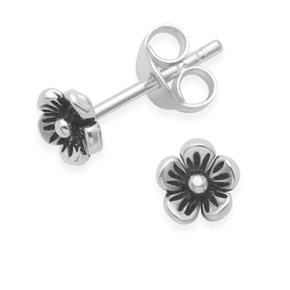 Sterling Silver Flower Earrings - 5mm