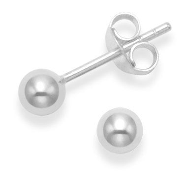 Sterling Silver 4mm Ball Stud Earrings - 4mm