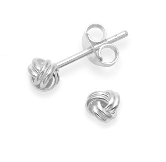 Sterling Silver Wool knot Earrings - TINY wool Knot Stud Earrings Silver