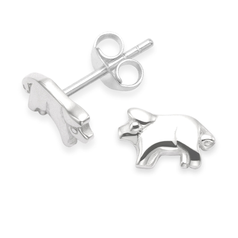 Sterling Silver Pig Earrings