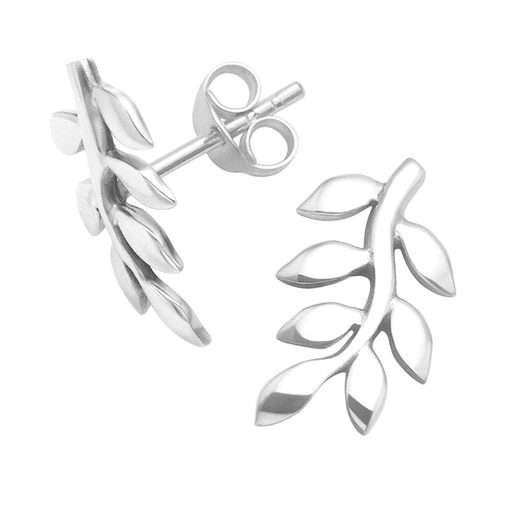 Sterling Silver Leaf Earrings - Leaf Stud Earrings