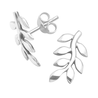 Sterling Silver Leaf Earrings - Leaf Stud Earrings