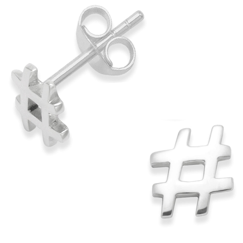 Sterling Silver Hash tag Earrings