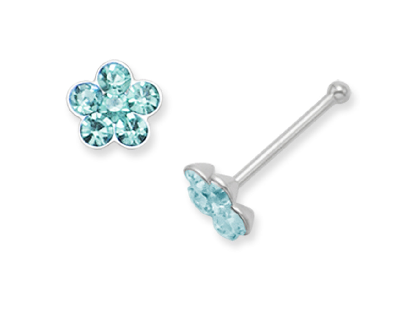 2 Pack Sterling Silver Flower Turquoise & CZ Nose Studs | Heather Needham Silver