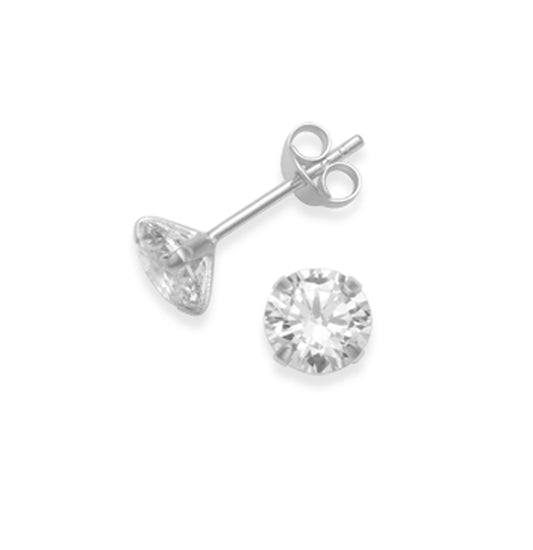 Sterling Silver 6mm Cubic Zirconia Stud Earrings