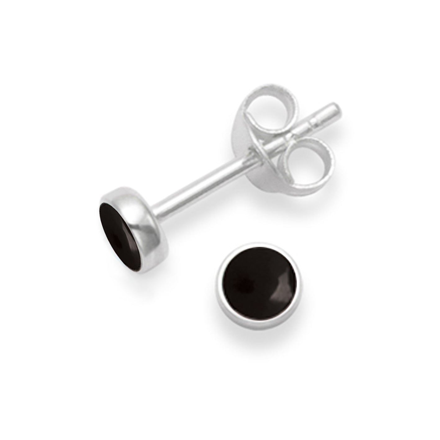 Round Black Onyx Sterling Silver Stud Earrings | Heather Needham Silver