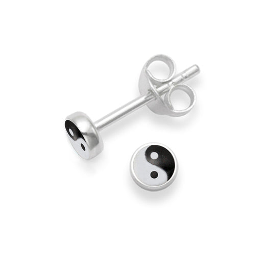 925 Sterling Silver 4mm Yin Yang Stud Earrings