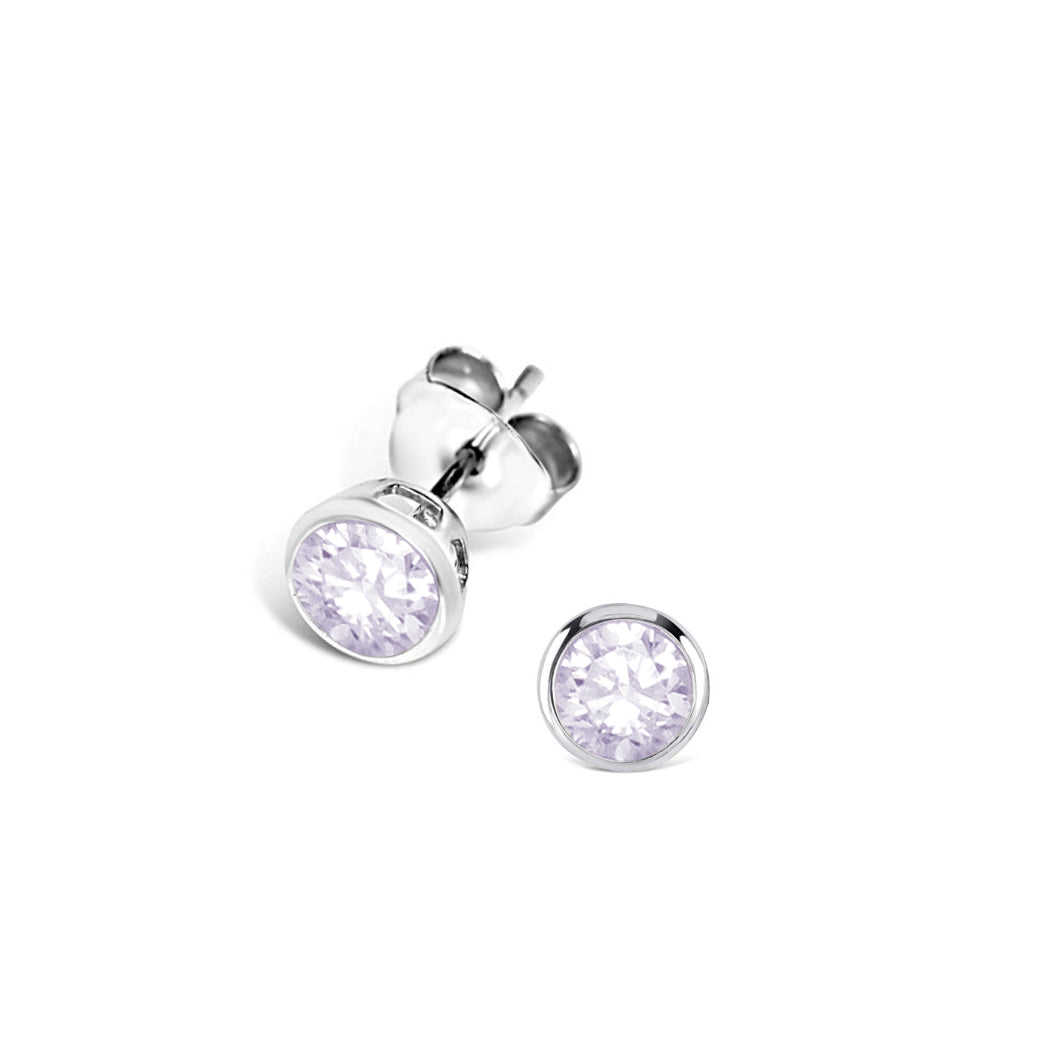 Sterling Silver Purple Cubic Zirconia Earrings - Lavender/Lilac/Mauve Shade