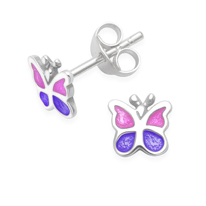 925 Sterling Silver Childrens Butterfly Earrings