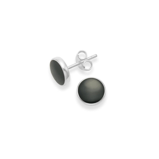 Sterling Silver Onyx Earrings - Silver Round black Onyx Stud Earrings