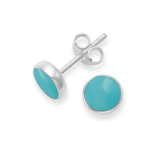 Sterling Silver 7mm Round Turquoise Stud Earrings