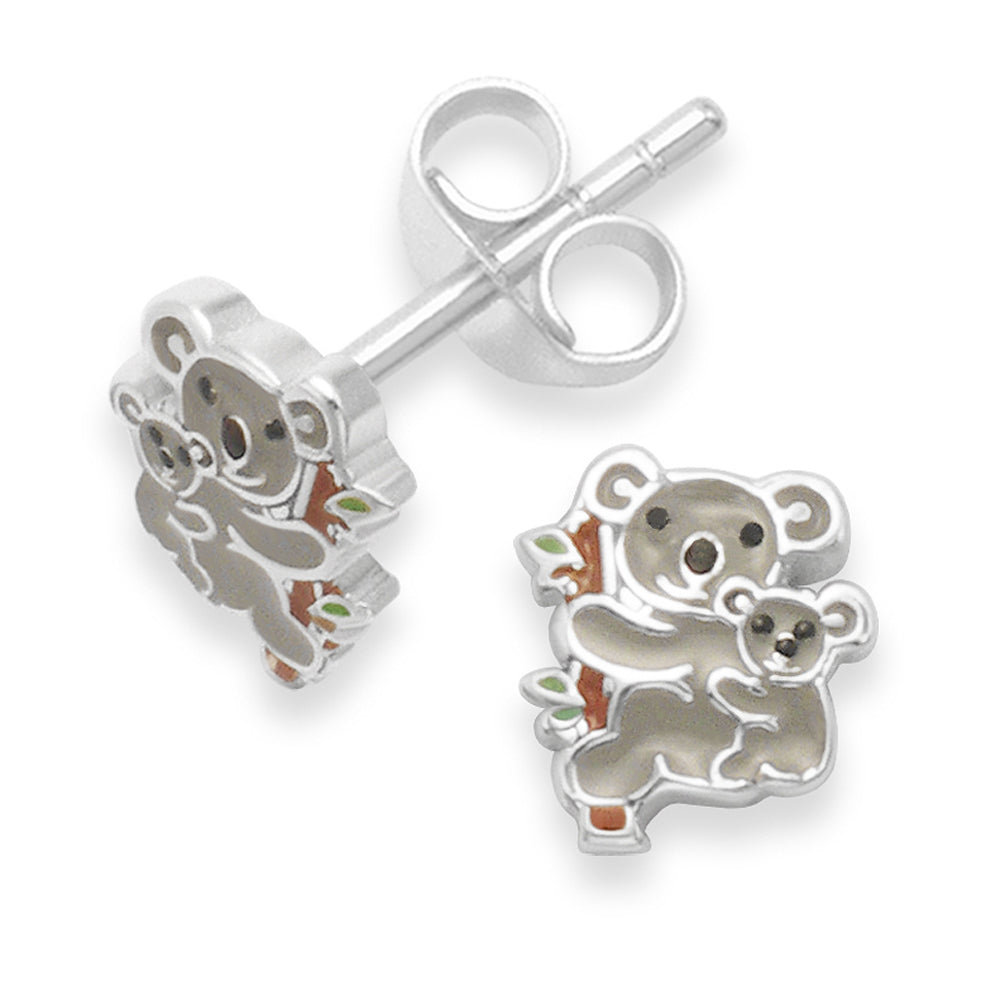 Enchanting 925 Sterling Silver Children's Koala Bear Earrings