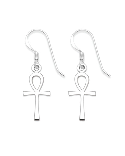 Sterling Silver Ankh Earrings - Ankh Drop Earrings