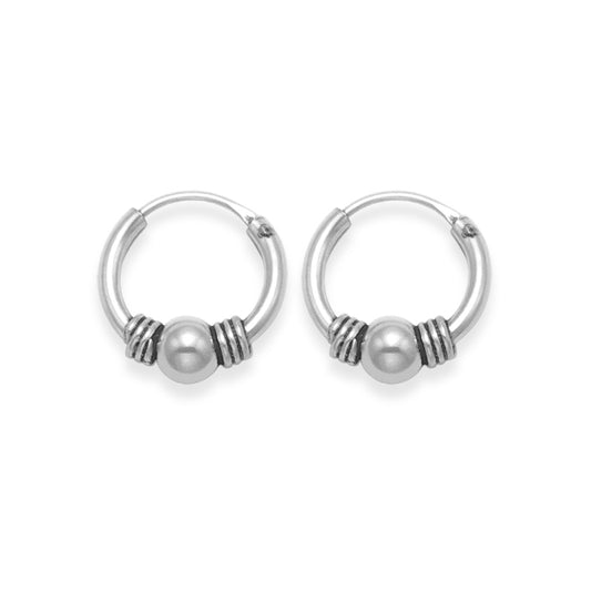 Sterling Silver 9mm Tiny Bali Hoop Earrings