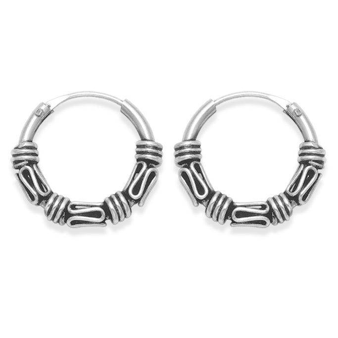 Sterling Silver 13mm Small Bali Hoop Earrings