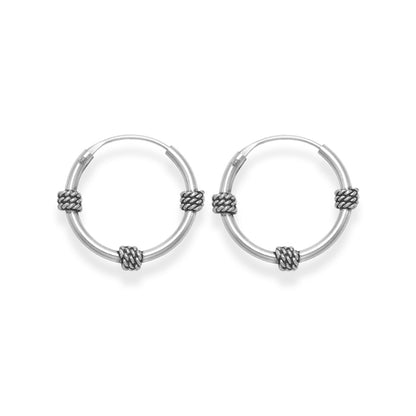 Silver SET of 2 PAIRS Sterling Silver Bali Hoop Earrings: Bali Hoops