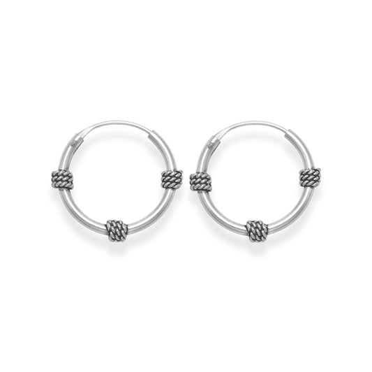 Silver SET of 2 PAIRS Sterling Silver Bali Hoop Earrings: Bali Hoops