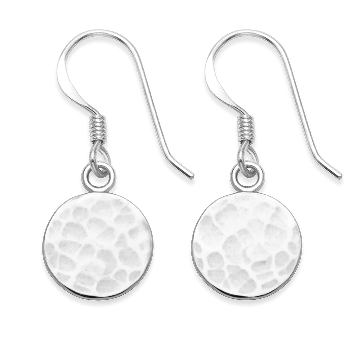 Sterling Silver Hammered Finish Earrings - 10mm