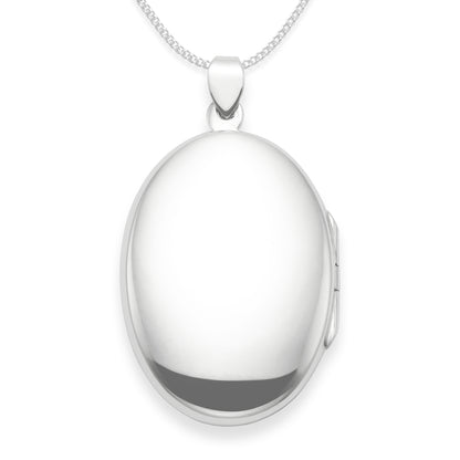 Sterling Silver Locket Necklace - Large Oval Locket