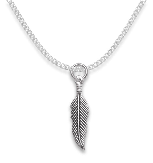 Sterling Silver Feather Necklace