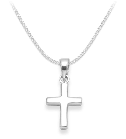 Children's Sterling Silver Cross Pendant Necklace | 14" Silver Chain Included