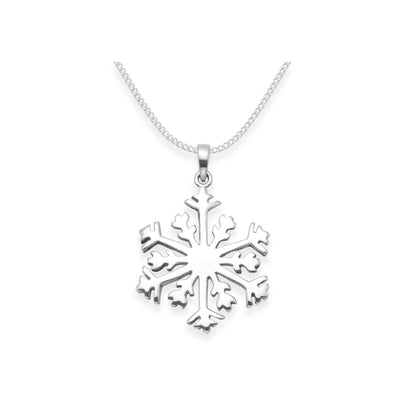 Sterling Silver Snowflake Pendant Necklace on silver chain