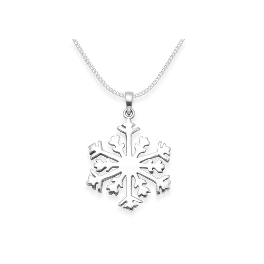 Sterling Silver Snowflake Pendant Necklace on silver chain