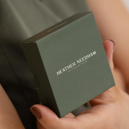 Heather Needham Silver Organic Shaped Stud Earrings in 18k Gold Plated Sterling Silver – Abstract Wavy Modern Design – Minimalist Jewellery Gift for Women & Girls – AJER12-Y