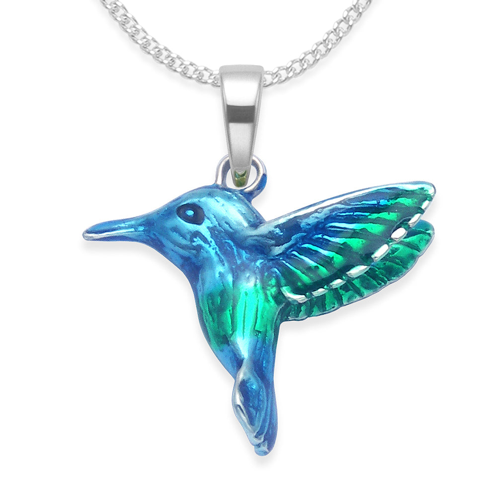 Sterling Silver Kingfisher Necklace on 16" silver chain