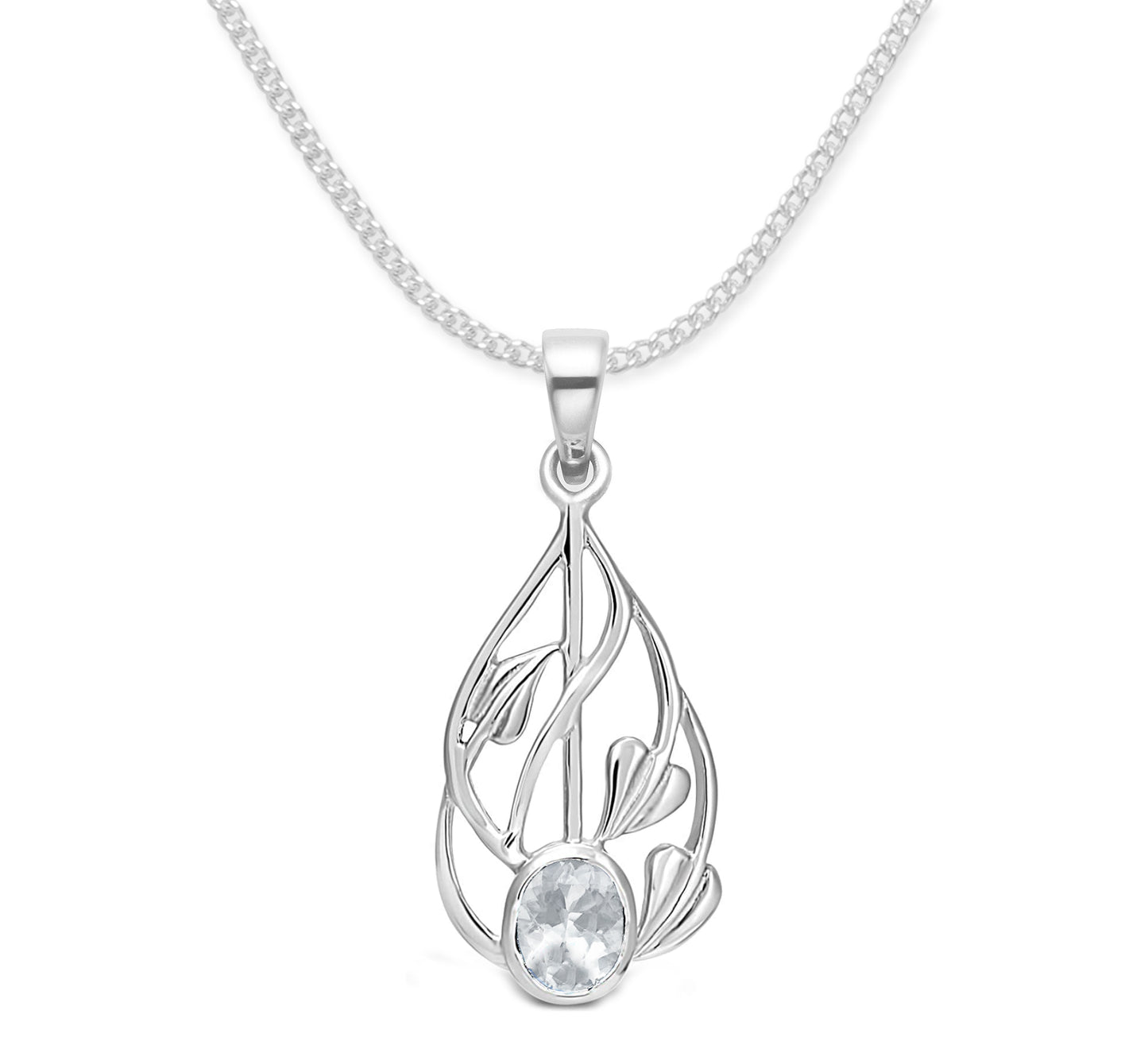 925 Sterling Silver Cubic Zirconia Rennie Mackintosh Necklace